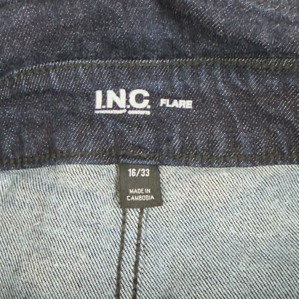 INC International Concepts High Rise Flare Jeans Woman’s 16/33 (34x31 Fit) - Picture 5 of 15